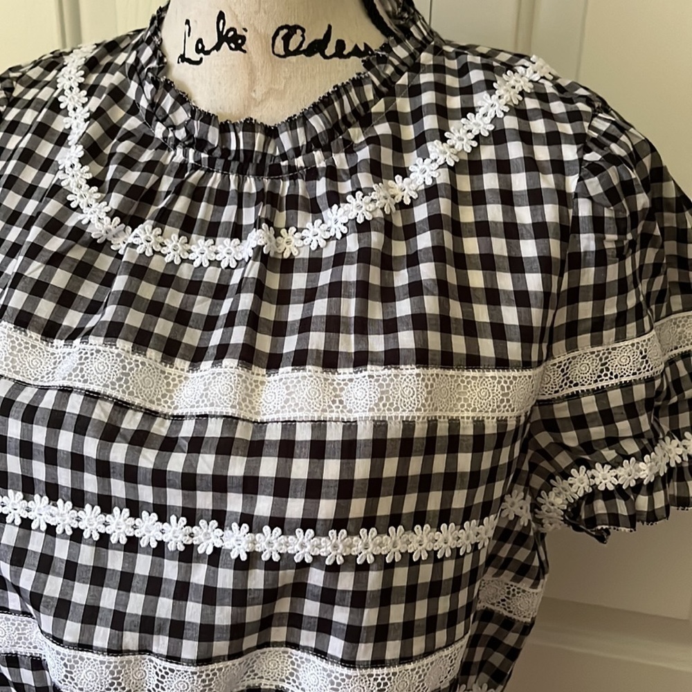J. Crew Daisy Chain peplum gingham blouse XS/Sm - Picture 7 of 9